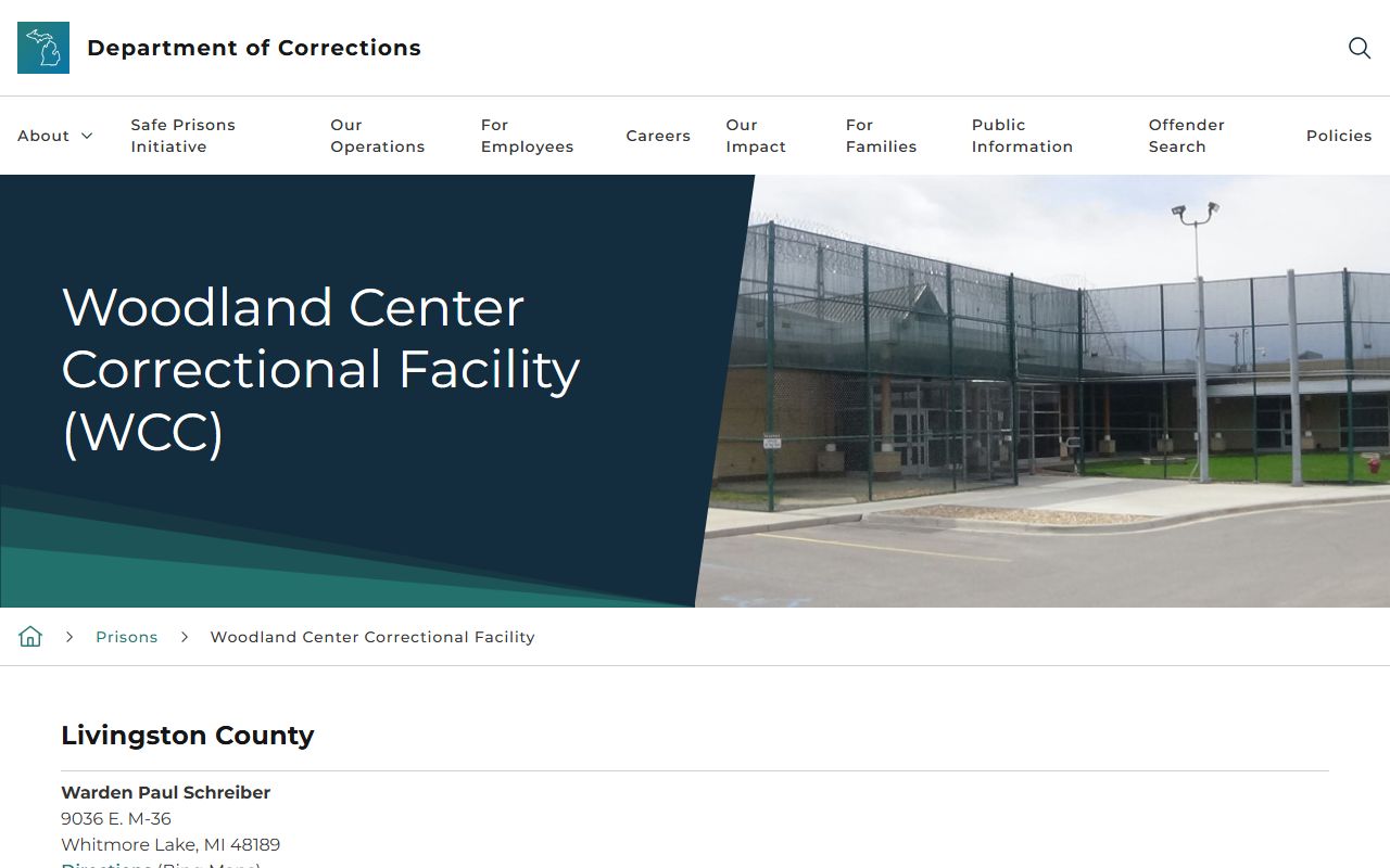 Woodland Center Correctional Facility MDOC inmate lookup information